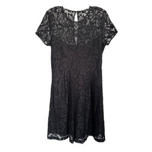 RW & CO. Women's Lace Dress w/ Pockets Short Sleeve Lined Size M Black